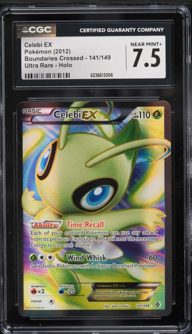 2012 Pokemon Black & White Boundaries Crossed Full Art Celebi EX #141 CGC 7.5 NRMT+