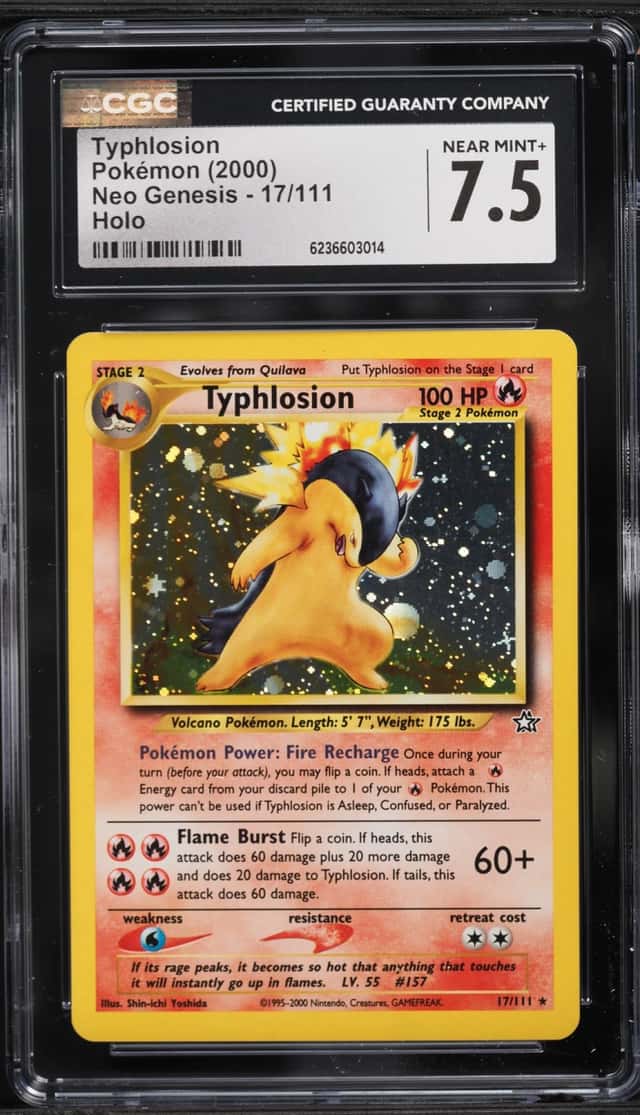 2000 Pokemon Neo Genesis Holo Typhlosion #17 CGC 7.5 NRMT+
