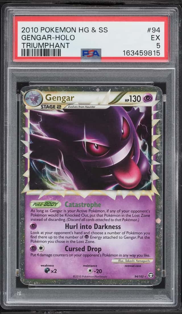 2010 Pokemon HeartGold & SoulSilver Triumphant Holo Gengar #94 PSA 5 EX