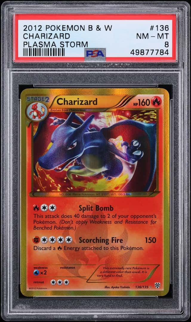 2012 Pokemon Black & White Plasma Storm Charizard #136 PSA 8 NM-MT