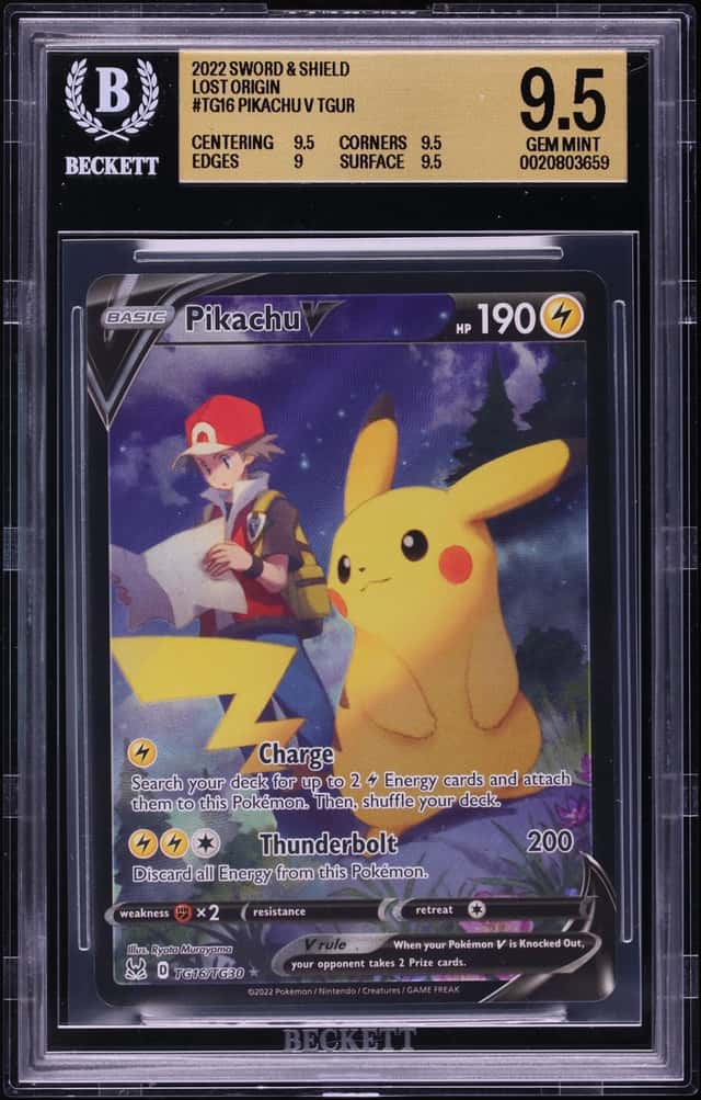 2022 Pokemon Sword & Shield Lost Origin CHR Pikachu V #TG16 BGS 9.5 GEM MINT