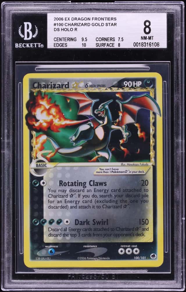 2006 Pokemon EX Dragon Frontiers Holo Charizard Gold Star #100 BGS 8 NM-MT