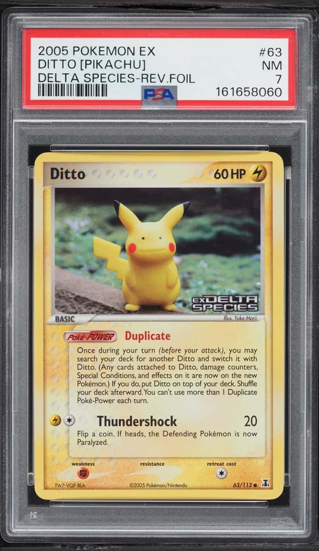 2005 Pokemon EX Delta Species Reverse Holo Ditto Pikachu #63 PSA 7 NRMT