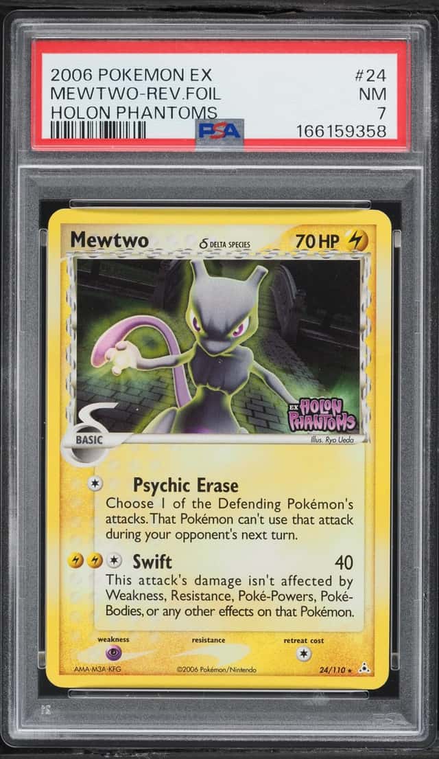 2006 Pokemon EX Holon Phantoms Reverse Holo Mewtwo #24 PSA 7 NRMT
