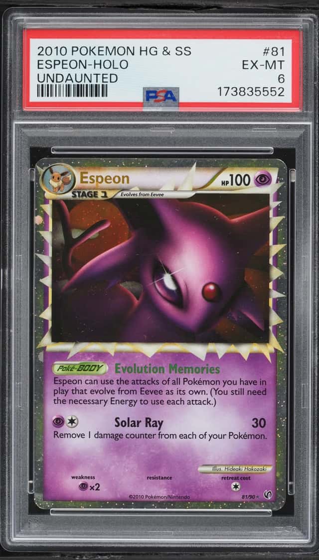 2010 Pokemon HeartGold & SoulSilver Undaunted Holo Espeon #81 PSA 6 EXMT