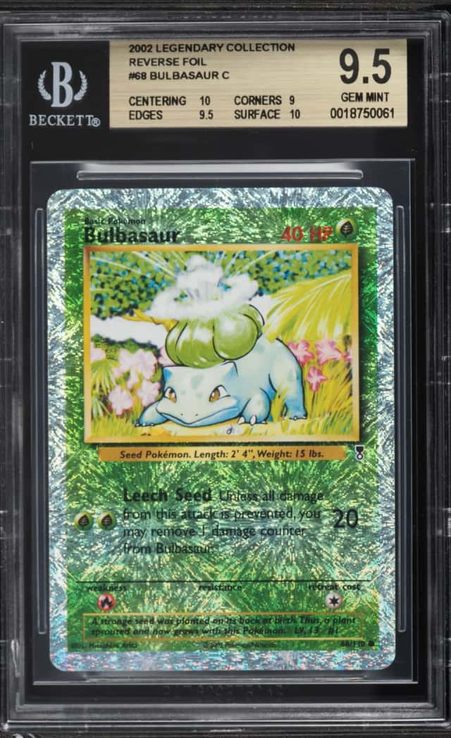 2002 Pokemon Legendary Collection Reverse Holo Bulbasaur #68 BGS 9.5 GEM MINT