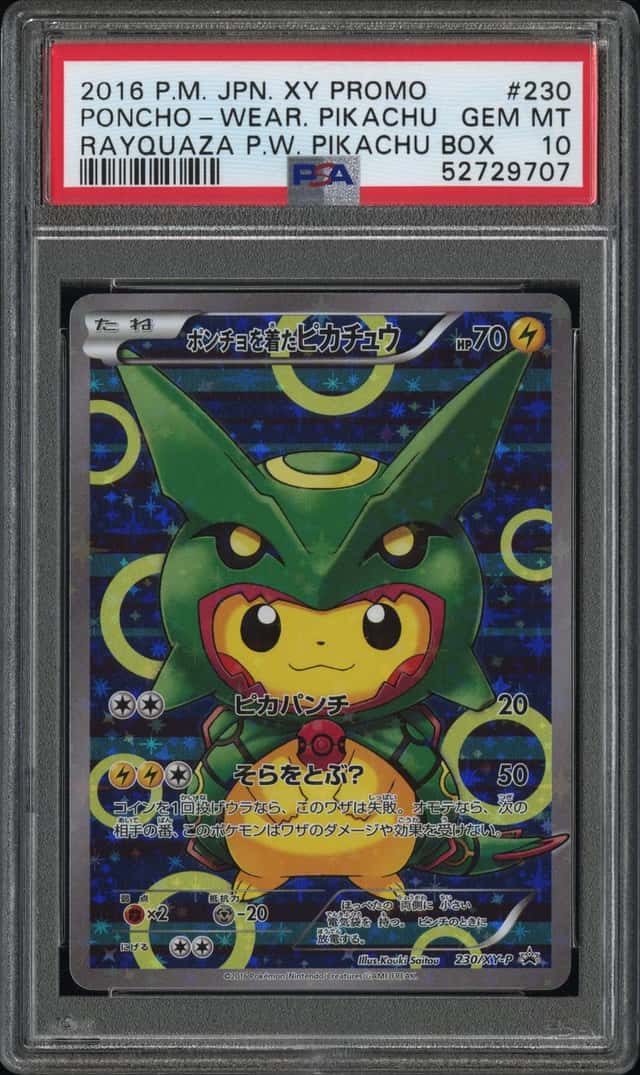 2016 Pokemon Japanese XY Promo Full Art Rayquaza Poncho Wearing Pikachu #230 PSA 10 GEM MINT