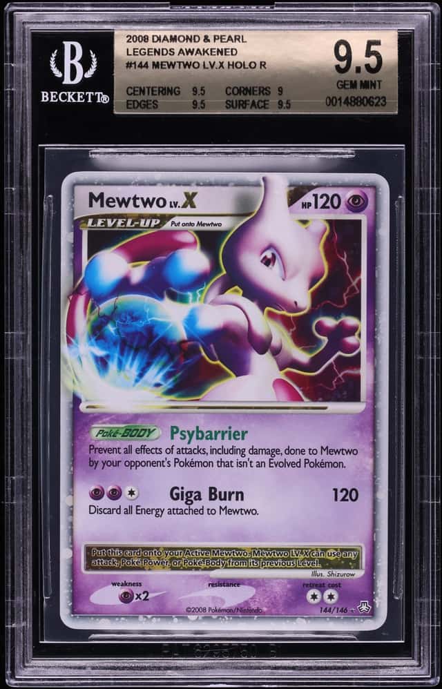 2009 Pokemon Diamond & Pearl Legends Awakened Holo Mewtwo LV.X #144 BGS 9.5 GEM MINT