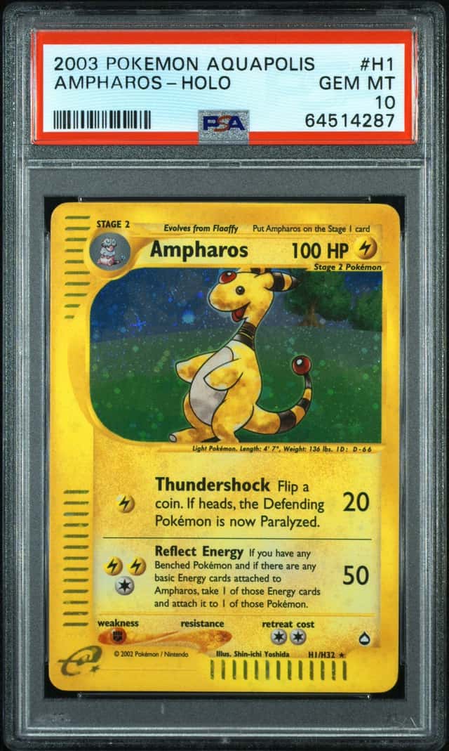 2003 Pokemon Aquapolis Holo Ampharos #H1 PSA 10 GEM MINT