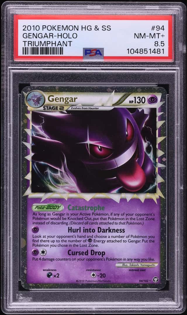 2010 Pokemon HeartGold & SoulSilver Triumphant Holo Gengar #94 PSA 8.5 NM-MT+