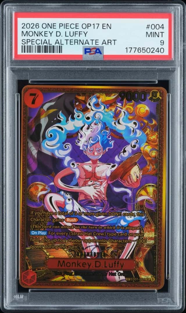 2026 ONE PIECE WORLD'S STRONGEST WARRIORS SPECIAL ALT ART MONKEY D. LUFFY PSA 9