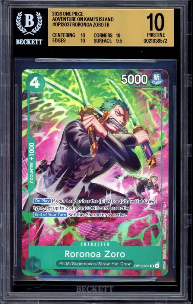 Roronoa Zoro TR OP13-037 One Piece Adventure On Kami's Island BGS 10 PRISTINE