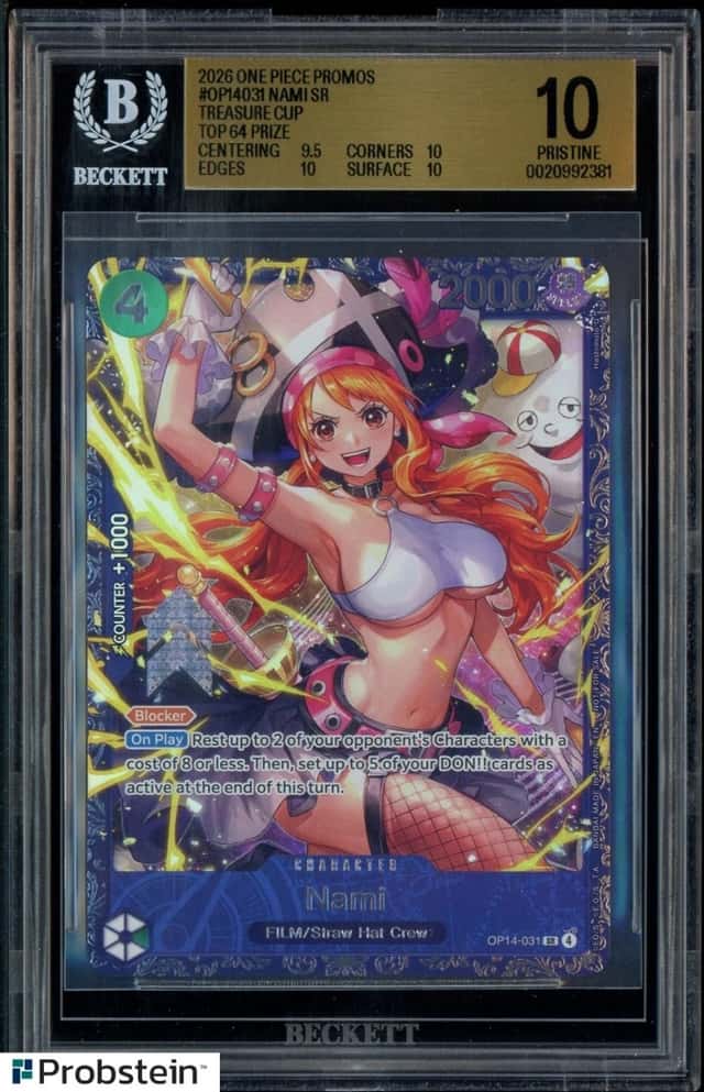 2026 One Piece Nami Top 64 Treasure Cup OP14 #031 Prize Card BGS 10 PRISTINE