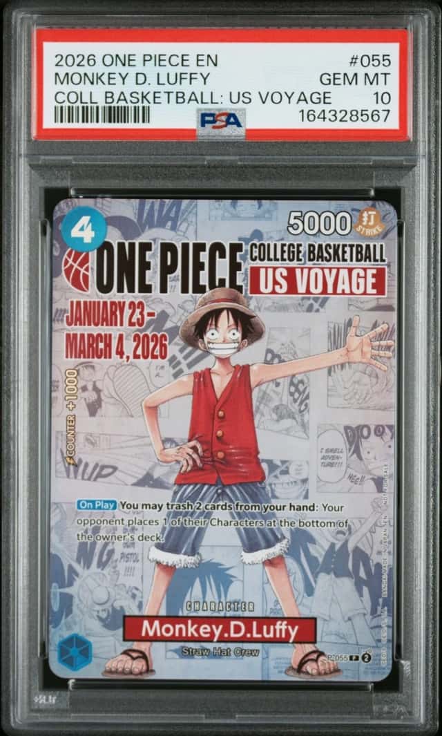 2026 ONE PIECE PROMO COLLEGE BASKETBALL: US VOYAGE #055 MONKEY D. LUFFY PSA 10