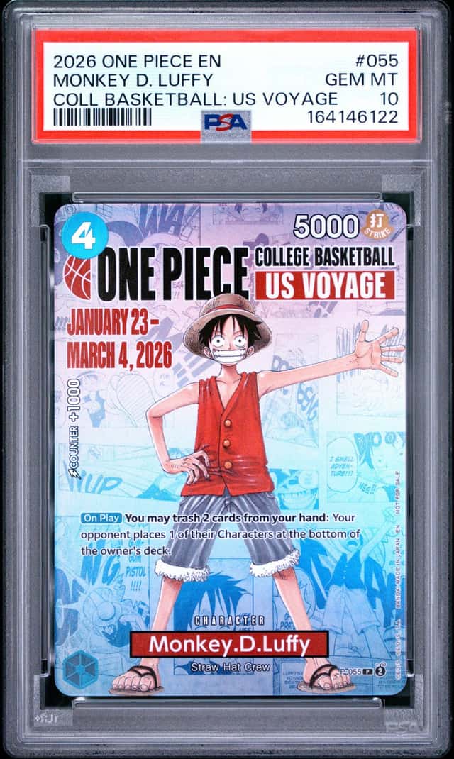 2026 ONE PIECE PROMO COLLEGE BASKETBALL: US VOYAGE #055 MONKEY D. LUFFY PSA 10