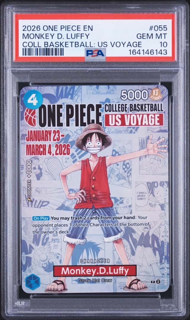 2026 ONE PIECE COLLEGE BASKETBALL: US VOYAGE PROMOS #055 MONKEY D. LUFFY PSA 10