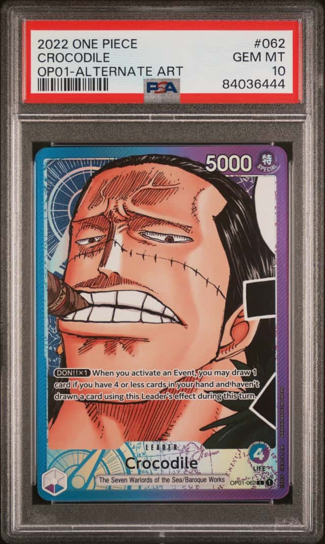 One Piece Crocodile Op01 Romance Dawn 062 Alternate Art PSA 10 Gem Mint