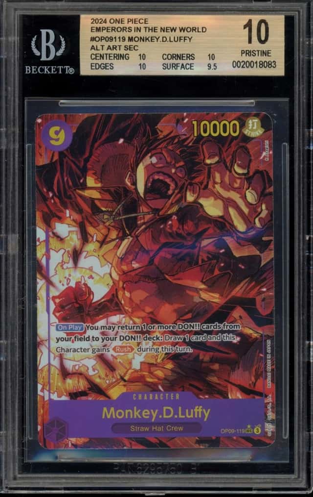 One Piece Monkey D Luffy Emperors in the New World Alt Art OP09-119 BGS 10