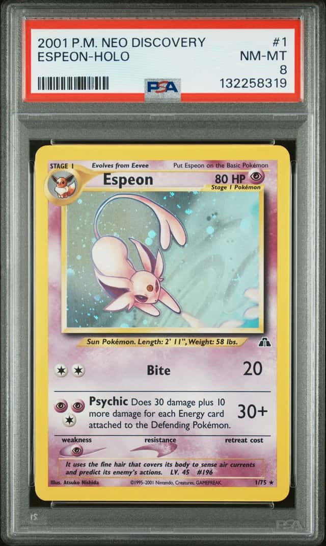 Espeon 2001 Pokemon Neo Discovery #1 Holo PSA 8