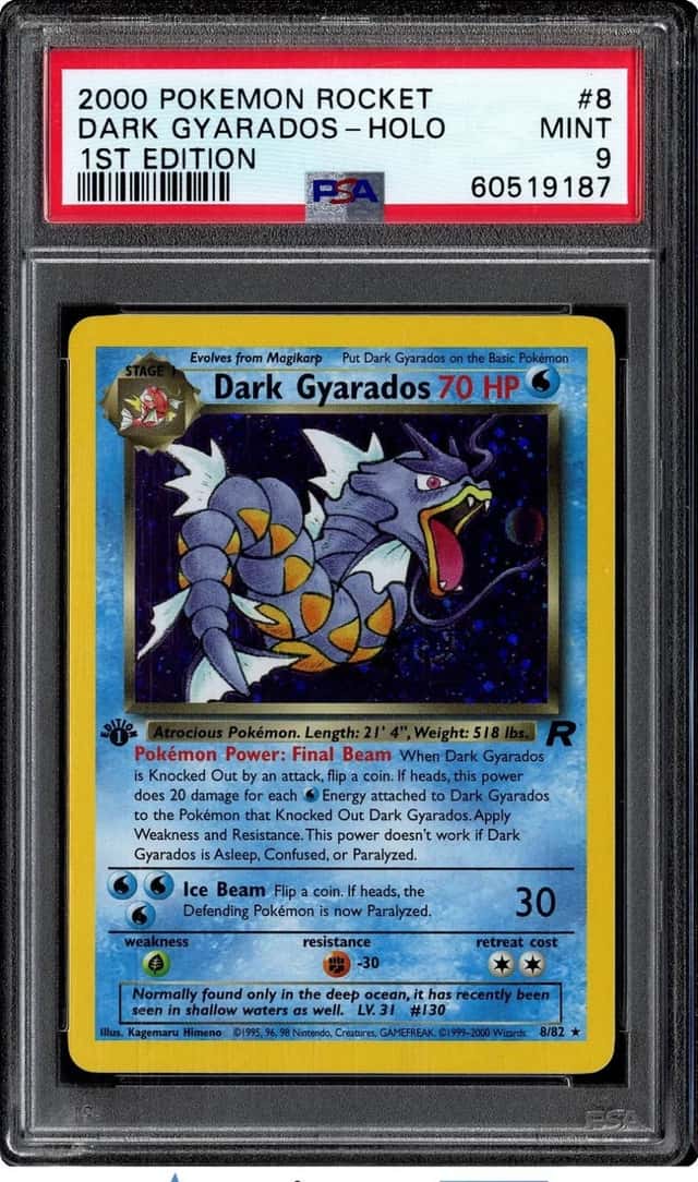 Pokemon 2000 Dark Gyarados 8/82 Holo 1st Edition Team Rocket PSA 9