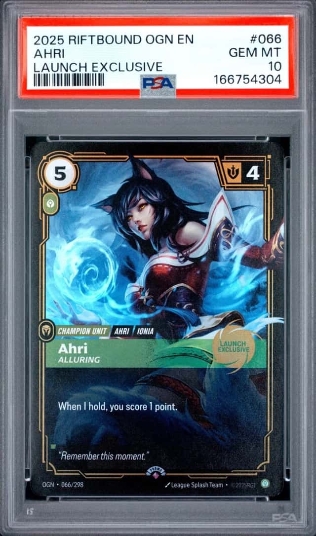 Ahri - Alluring 066/298 Launch Exclusive Riftbound PSA 10 Gem Mint *304