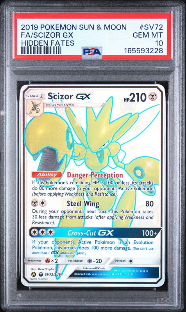 Pokemon 2019 Scizor GX SV72 Full Art Shiny Rare Hidden Fates GEM MINT PSA 10