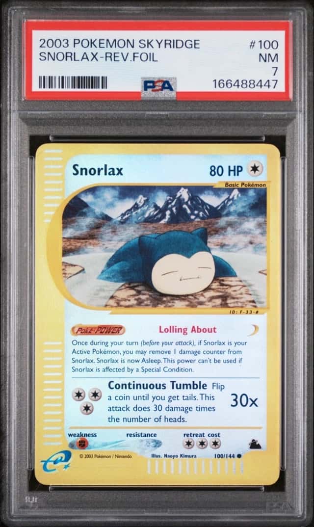 PSA 7 2003 Pokemon TCG Snorlax 100/144 Skyridge Reverse Holo