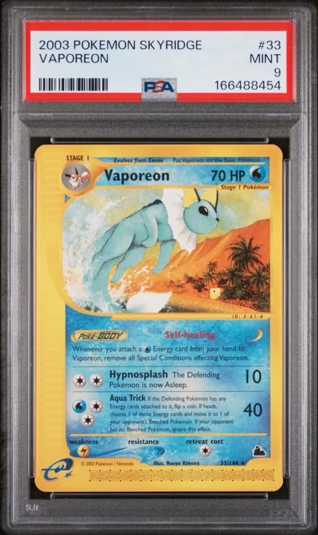 PSA 9 2003 Pokemon TCG Vaporeon 33/144 Skyridge Regular