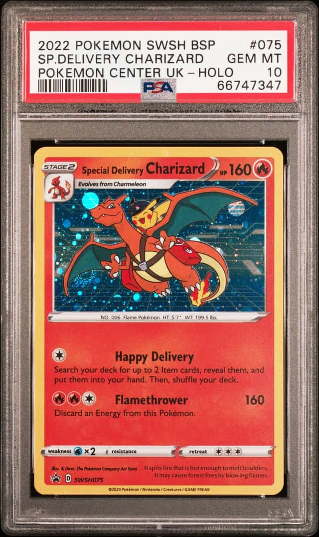 Pokemon Cards PSA 10 Special Delivery Charizard SWSH075 Pokemon Center UK Promo