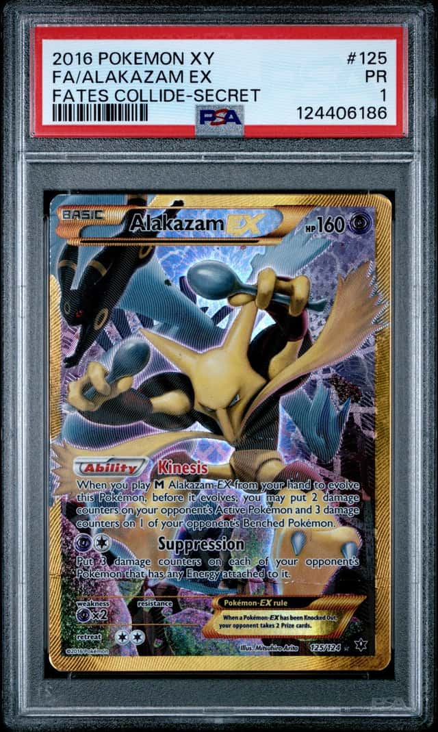2016 Pokemon XY Fates Collide Secret #125 FA Alakazam ex PSA 1 PR