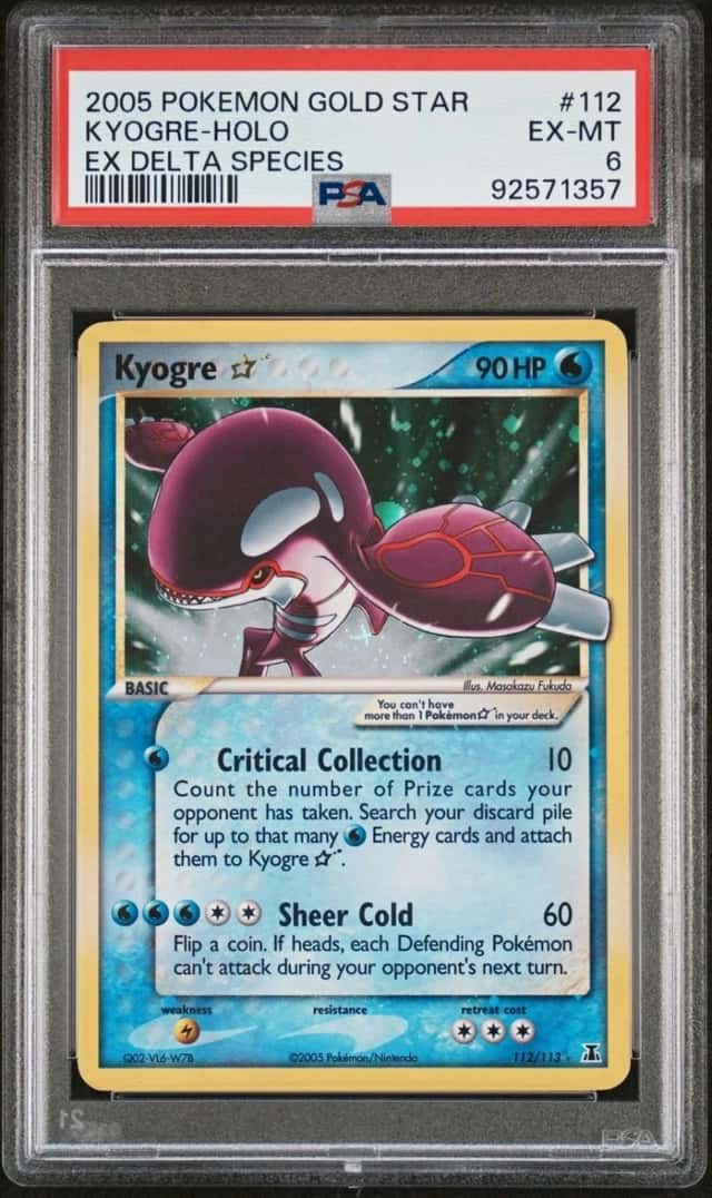 Gold Star Kyogre 112/113 EX Delta Species Holo PSA 6 Pokemon 2005