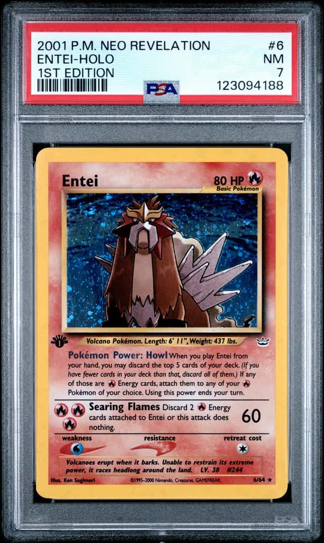 2001 POKEMON NEO REVELATION 1ST EDITION #6 ENTEI-HOLO PSA 7