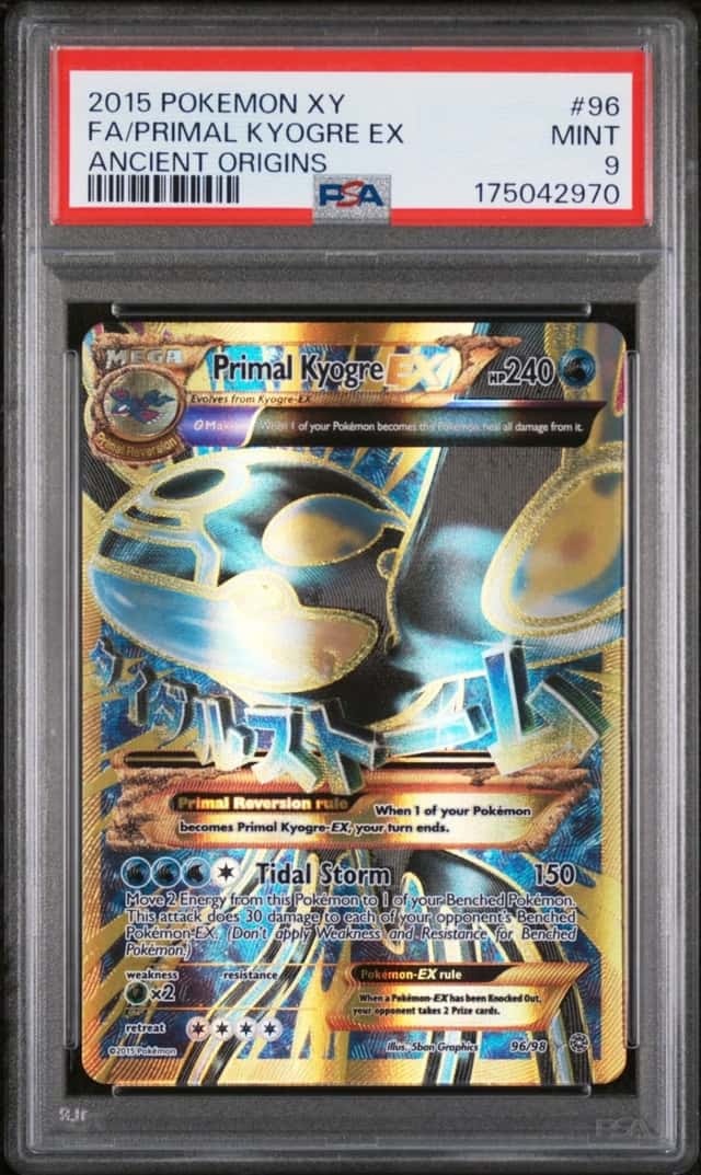 2015 POKEMON XY ANCIENT ORIGINS #96 FULL ART/PRIMAL KYOGRE EX PSA 9