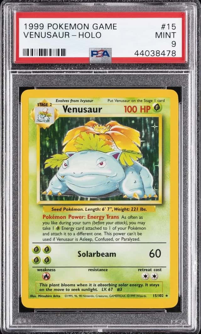 1999 POKEMON BASE SET UNLIMITED #15 VENUSAUR-HOLO PSA 9