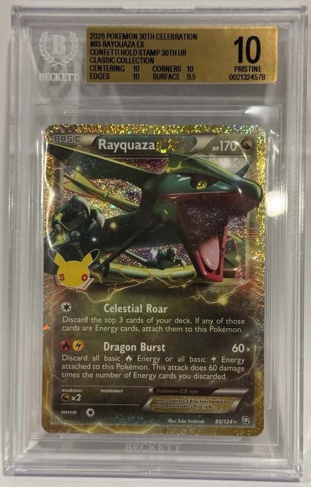 Rayquaza Ex Pokemon 30th anniversary classic collection. Beckett Pristine 10