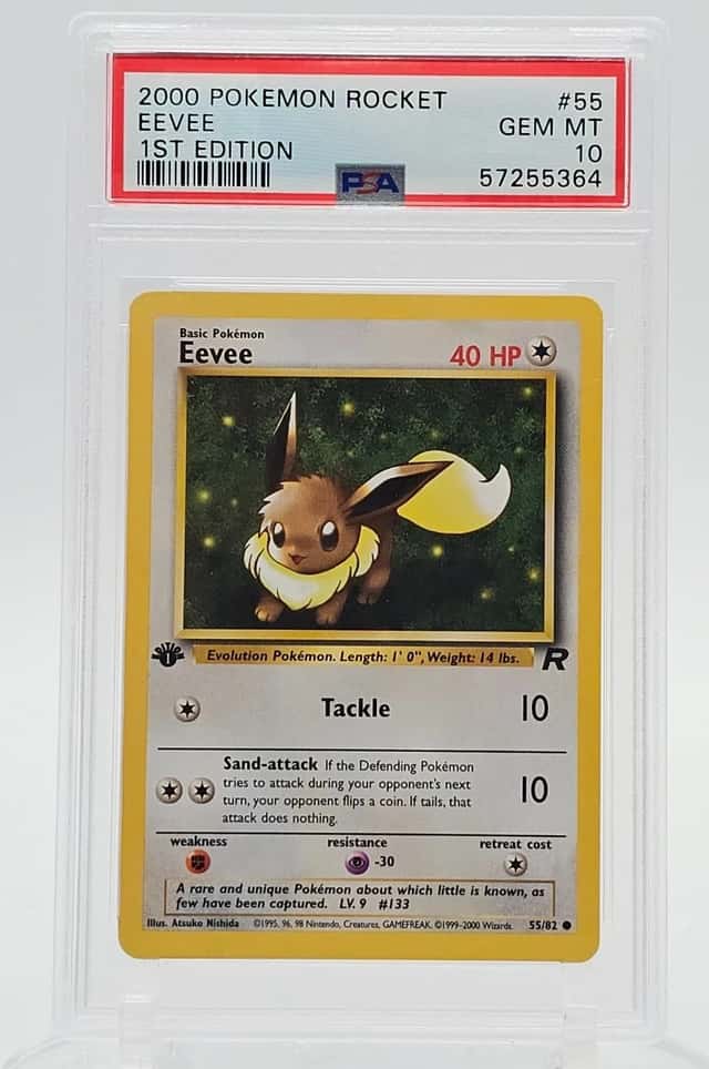 EEVEE 2000 POKEMON TEAM ROCKET 1ST EDITION 55/82 COMMON PSA 10 Q7217-1