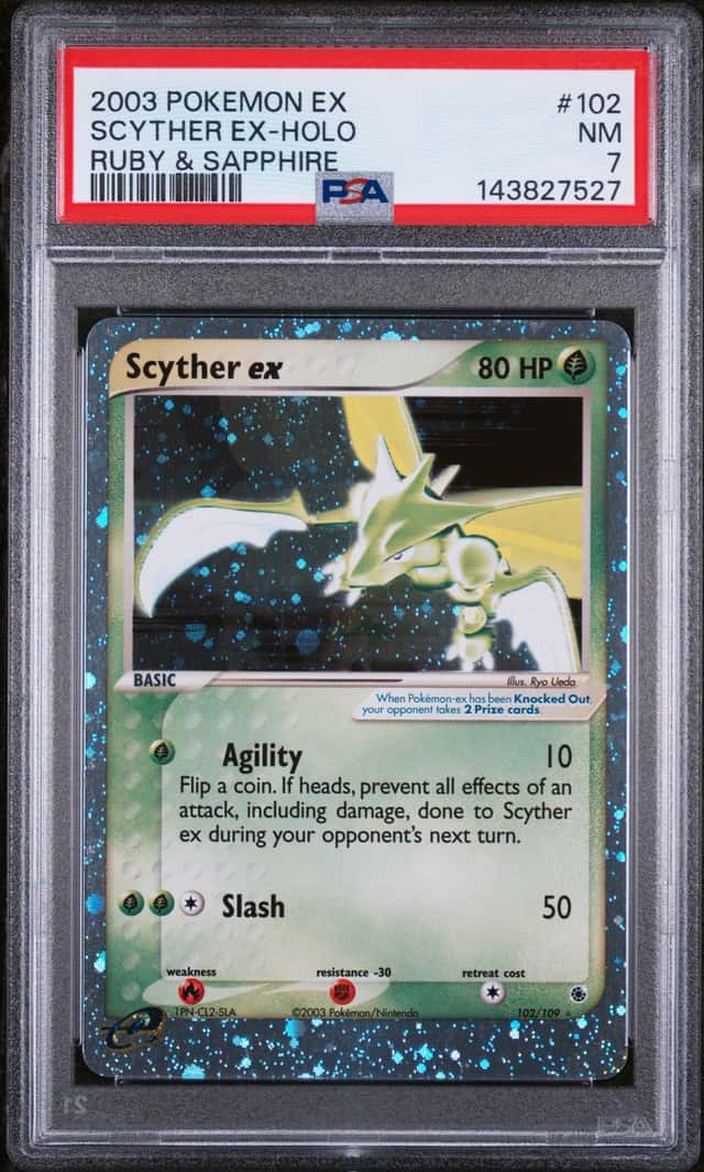 SCYTHER EX 2003 POKEMON EX RUBY & SAPPHIRE 102/109 RARE HOLO PSA 7 Q7217-1