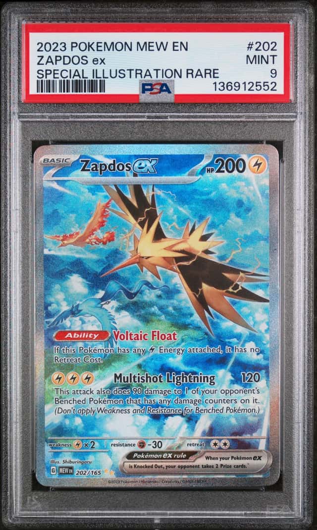 Pokemon 2023 Zapdos ex 202/165 SV 151 Special Illustration Rare Holo PSA 9