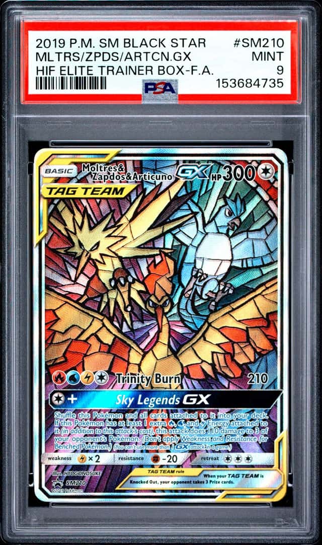 2019 Pokemon MOLTRES & ZAPDOS & ARTICUNO GX #SM210 Trainer Box Promo EN PSA 9 A