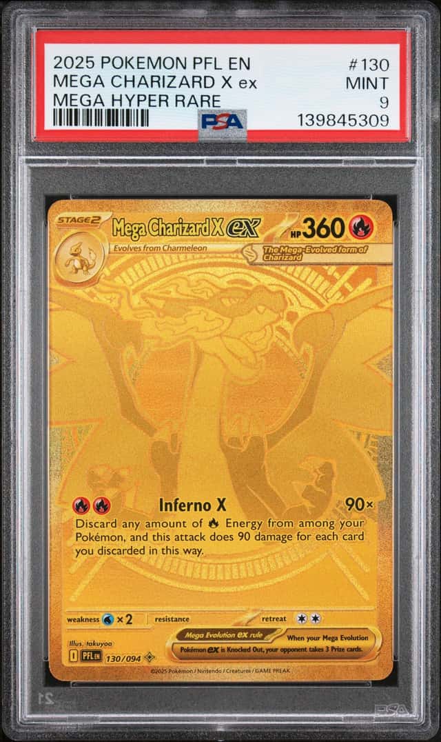 MEGA CHARIZARD X EX 2025 POKEMON PFL EN 130/094 MEGA HYPER RARE PSA 9 Q3963-7
