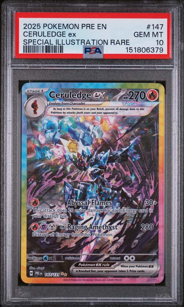CERULEDGE EX 2025 POKEMON PRISMATIC EVOLUTIONS 147/131 SIR PSA 10 Q3963-7
