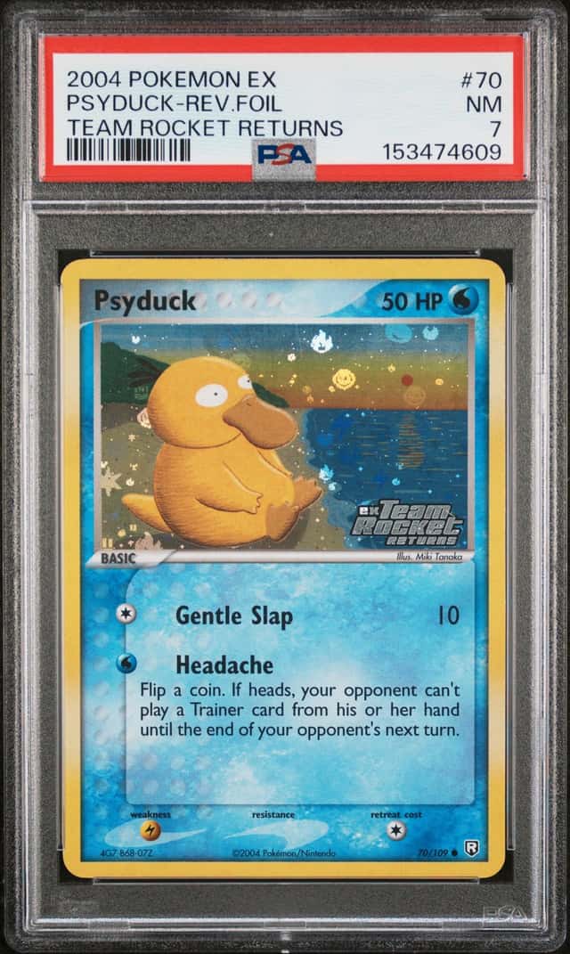 2004 Pokemon EX Team Rocket Returns Psyduck Reverse Holo #70/109 PSA 7