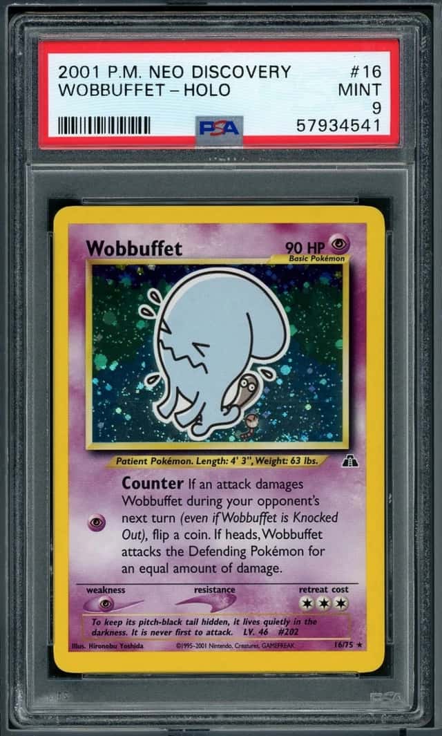 2001 POKEMON WOBBUFFET-HOLO NEO DISCOVERY #16 PSA 9