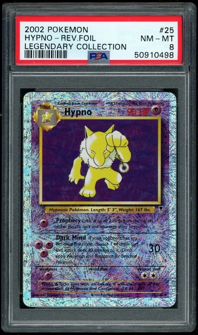POKEMON HYPNO-REV.FOIL 2002 LEGENDARY COLLECTION #25 PSA 8