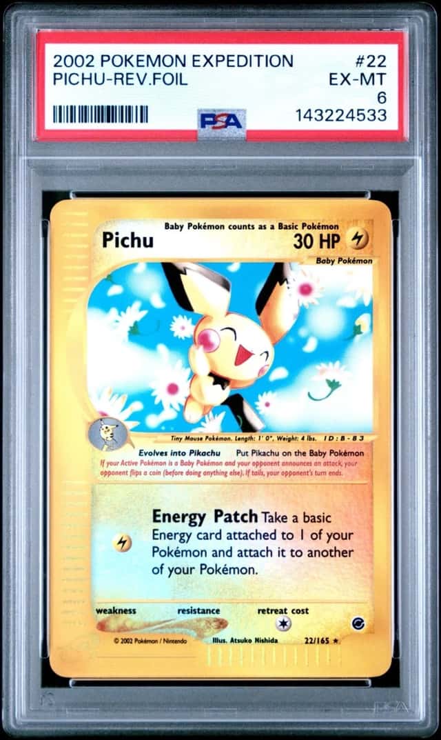 POKEMON PICHU-REV.FOIL 2002 EXPEDITION #22 PSA 6