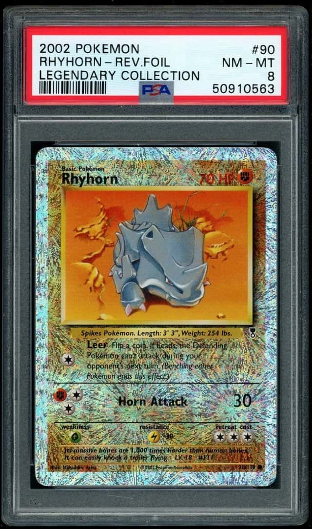 POKEMON RHYHORN-REV.FOIL 2002 LEGENDARY COLLECTION #90 PSA 8