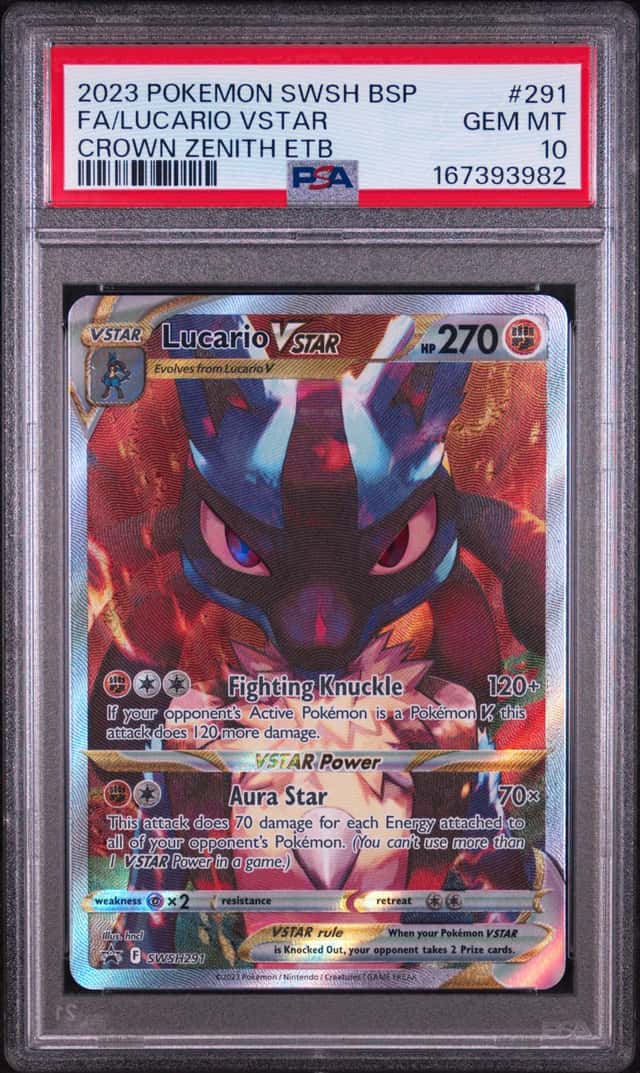2023 POKEMON SWSH BLACK STAR PROMO #291 FULL ART/LUCARIO VSTAR PSA 10