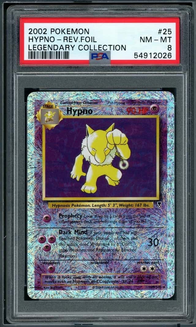POKEMON HYPNO-REV.FOIL 2002 LEGENDARY COLLECTION #25 PSA 8