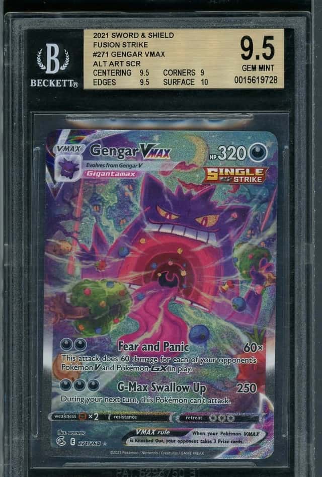 2021 Pokemon Sword & Shield Fusion Strike #271 Gengar Vmax Alt Art BGS 9.5