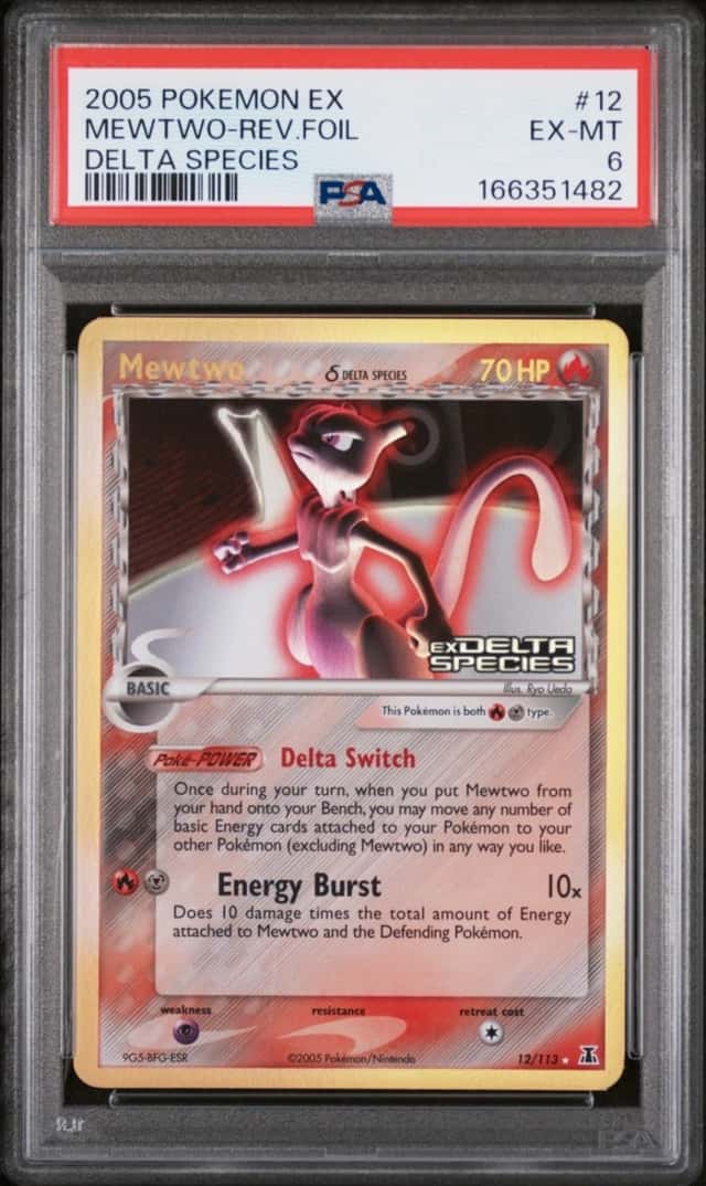 POKEMON MEWTWO-REV.FOIL 2005 EX DELTA SPECIES #12 PSA 6
